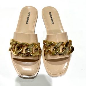 Steve Madden Jelly Sandals with gold chain